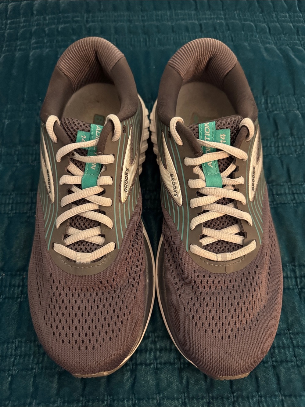 Brooks Addiction 14 Running Shoes - Gray with Teal, barely worn